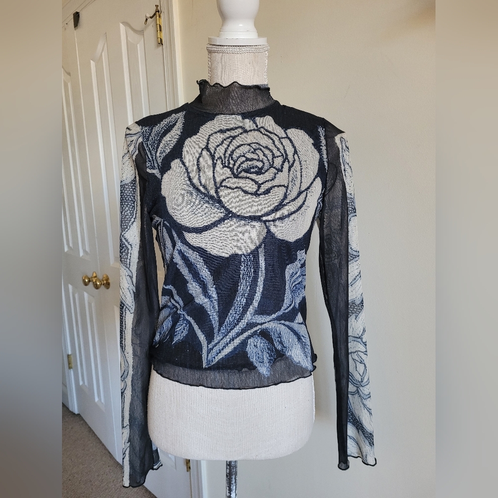 Free People Mesh Top. Blouse Stretchy Fabric - Picture 2 of 6
